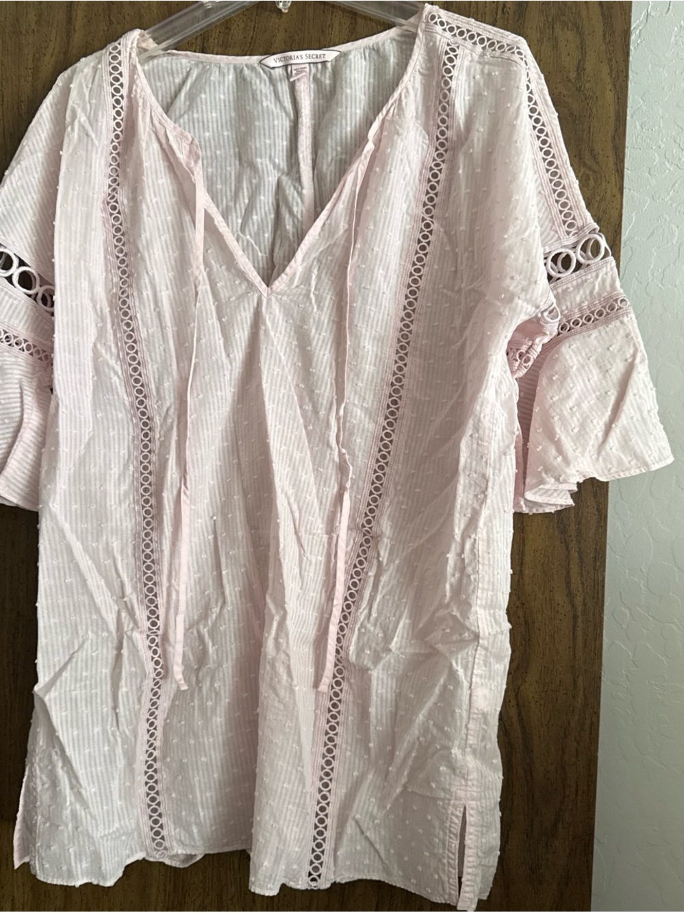 Victoria's Secret Light Pink V-Neck Lace-Trim Tunic Coverup